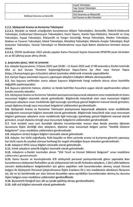 AFAD 1250 Personel Alımı Yapacak 6